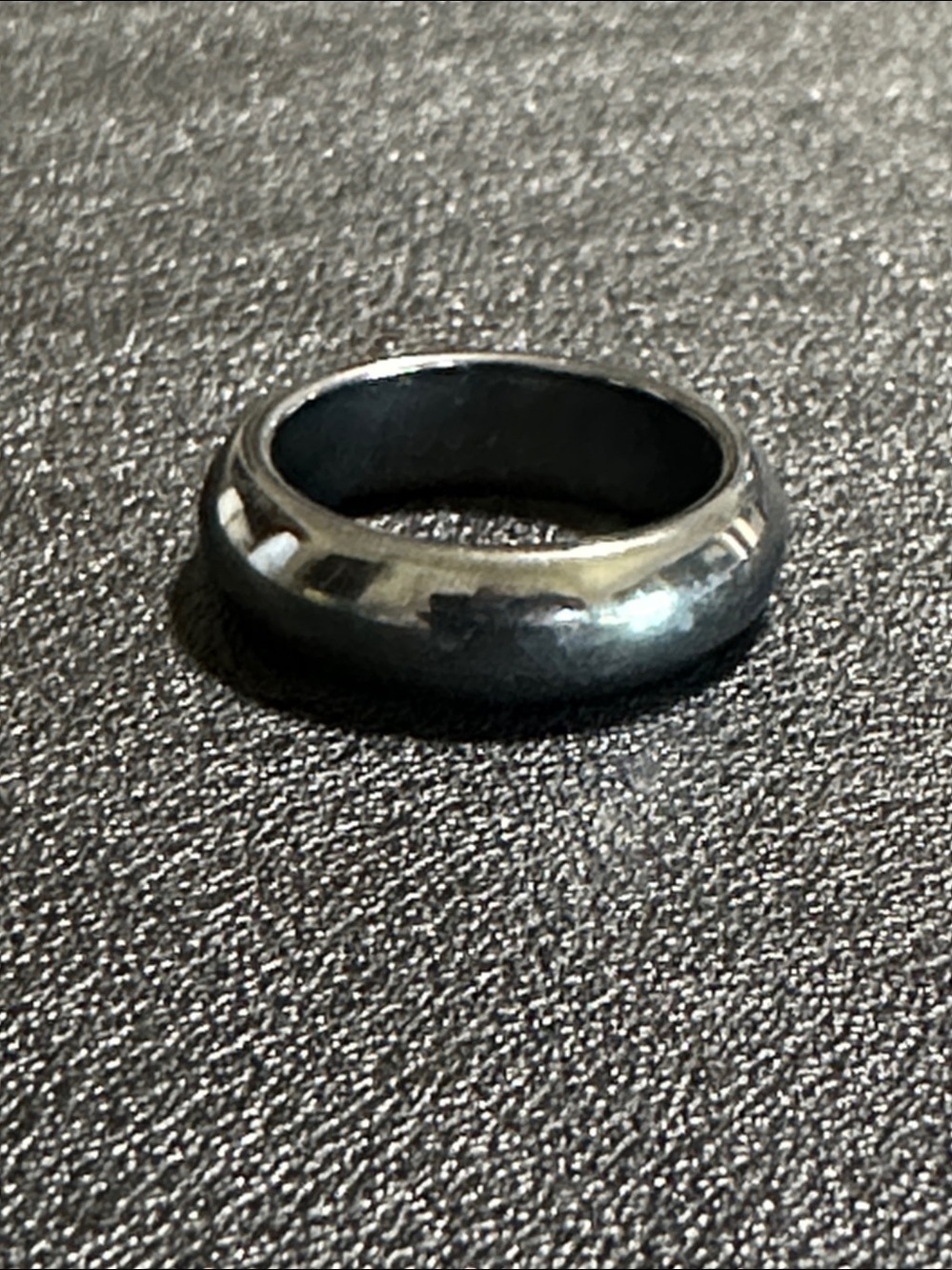 Rounded Edge Grey Hematite Stone Ring